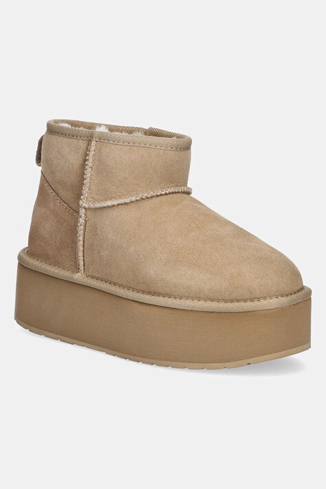 Μπότες χιονιού σουέτ Emu Australia Stinger Micro Flatform χρώμα: μπεζ, W13082 Sand