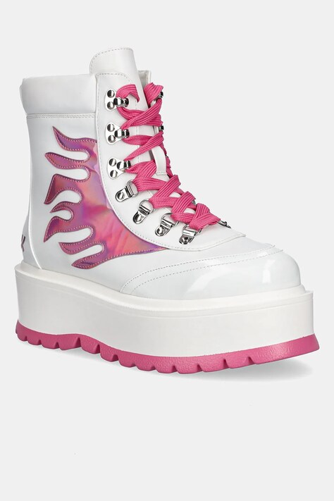 Μποτάκια Koi Footwear Kawaii Helios Hologram Flame Boots χρώμα: άσπρο, Kawaii Helios Pink