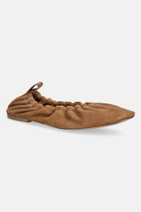 Μπαλαρίνες σουέτ Pepe Jeans POPPY BASIC χρώμα: καφέ, PLS10430