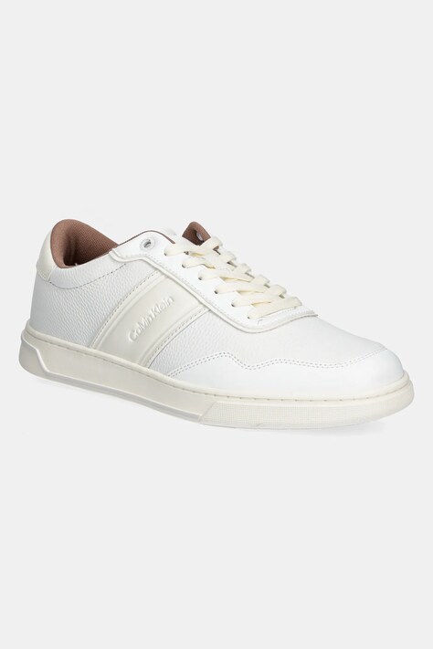 Αθλητικά Calvin Klein LOW TOP LACE UP LOGO χρώμα: άσπρο, HM0HM01653
