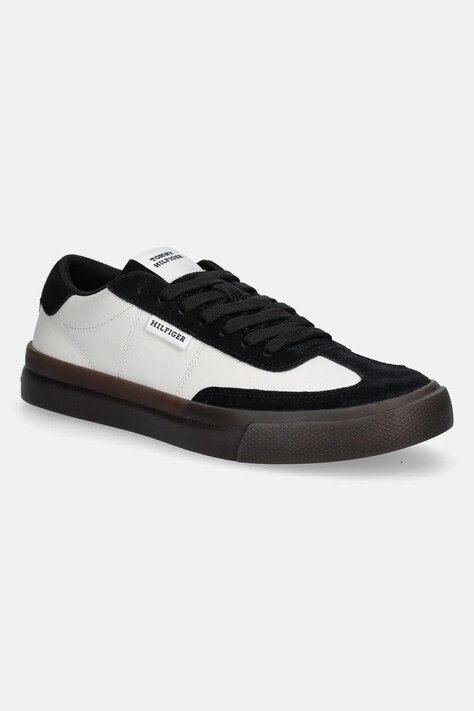 Δερμάτινα αθλητικά παπούτσια Tommy Hilfiger TH CUPSET SUMMER LTH χρώμα: άσπρο, FM0FM05487