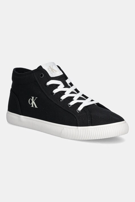 Πάνινα παπούτσια Calvin Klein Jeans ESS VULC MID MG CANVAS χρώμα: μαύρο, YM0YM01210
