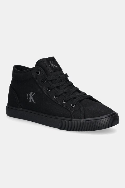 Πάνινα παπούτσια Calvin Klein Jeans ESS VULC MID MG CANVAS χρώμα: μαύρο, YM0YM01210