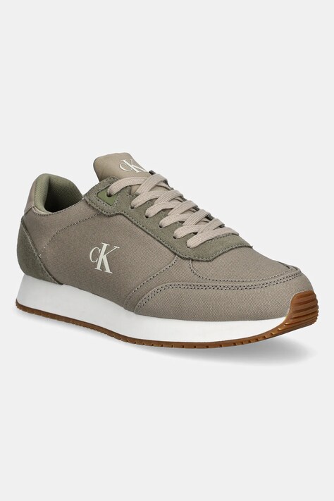 Αθλητικά Calvin Klein Jeans RUNNER SOCK LACEUP MG CANVAS χρώμα: πράσινο, YM0YM01217