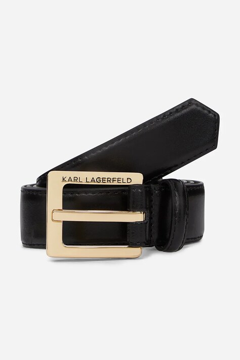 Δερμάτινη ζώνη Karl Lagerfeld χρώμα: μαύρο, A1W33147