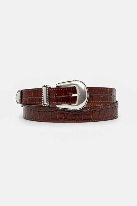 Δερμάτινη ζώνη Drôle de Monsieur La Ceinture Croco χρώμα: καφέ, G-AC168-LH031-BN