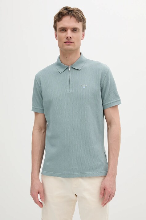 Βαμβακερό μπλουζάκι πόλο Barbour Hingham Polo Shirt ανδρικό, χρώμα: πράσινο, MML1458