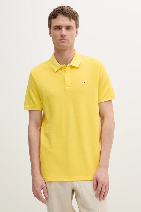 Βαμβακερό μπλουζάκι πόλο Tommy Jeans χρώμα: κίτρινο, DM0DM20226
