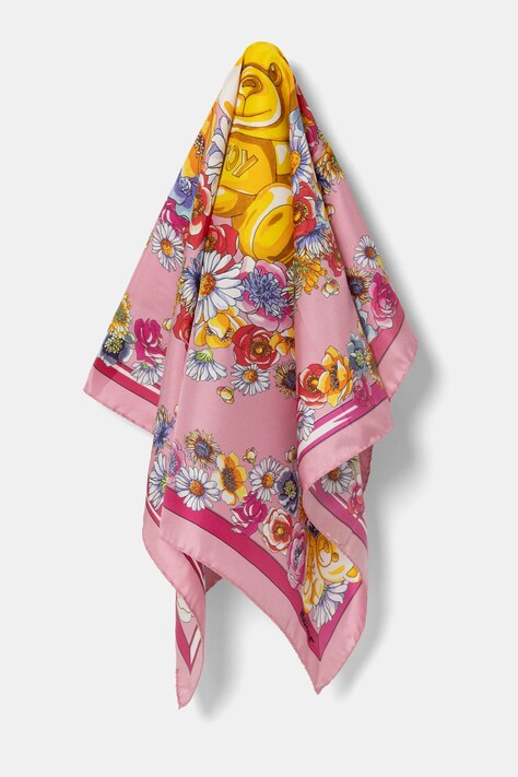 Μεταξωτό φουλάρι Moschino χρώμα: ροζ, M3227 3548