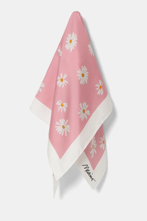 Μεταξωτό φουλάρι Moschino 90 x 90 cm χρώμα: ροζ, M3228 3549