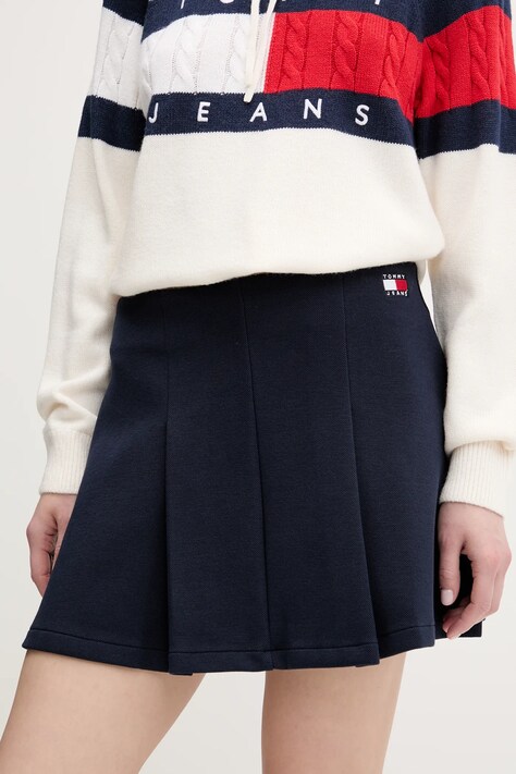 Φούστα Tommy Jeans χρώμα: ναυτικό μπλε, DW0DW20268