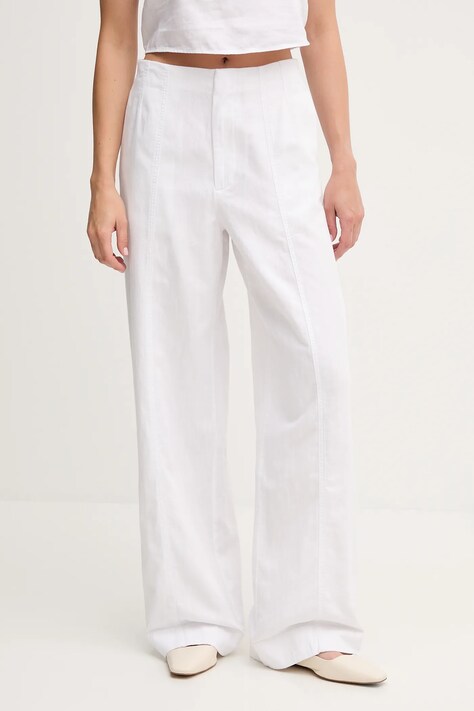 Παντελόνι με λινό μείγμα Calvin Klein Jeans χρώμα: άσπρο, J20J225340