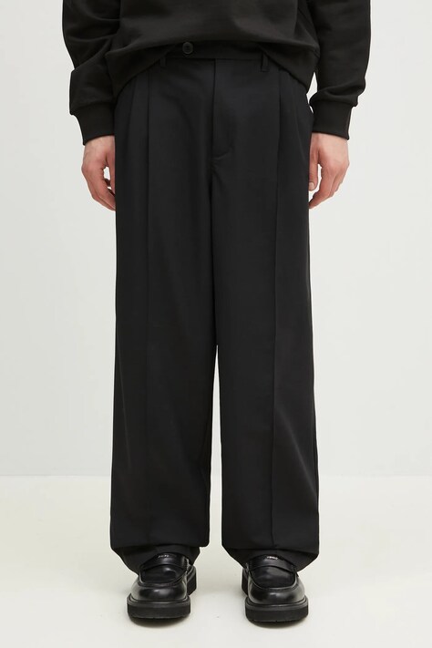 Παντελόνι MKI MIYUKI ZOKU Wide Fit Suit Pants χρώμα: μαύρο, WIDE.FIT.SUIT.PANTS..BL