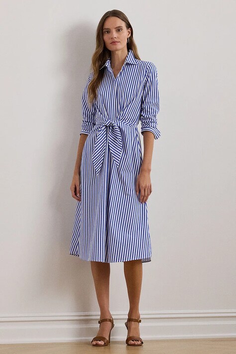 Βαμβακερό φόρεμα Lauren Ralph Lauren χρώμα: μπλε, 250961779