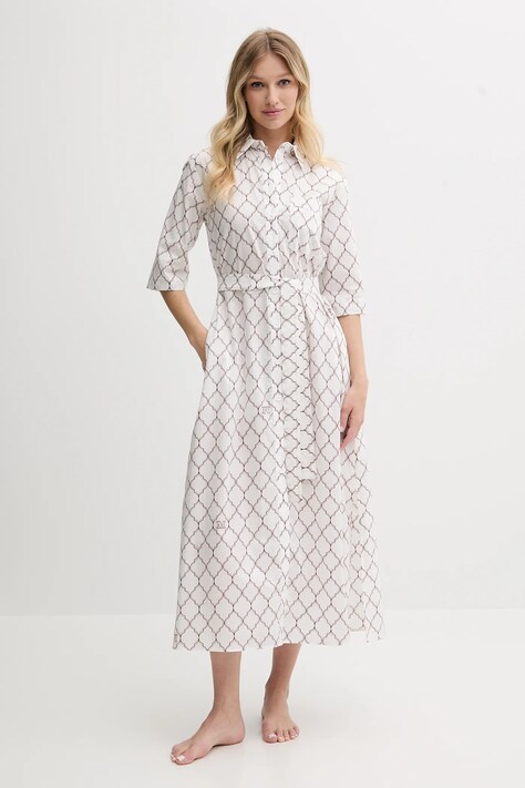 Βαμβακερό φόρεμα Max Mara Beachwear χρώμα: άσπρο, 2516221049600