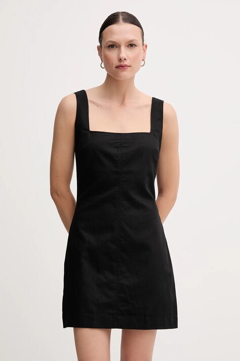 Φόρεμα από λινό μείγμα Calvin Klein Jeans χρώμα: μαύρο, J20J225277