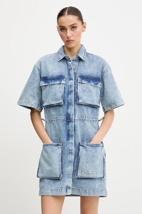 Φόρεμα Karl Lagerfeld Jeans χρώμα: μπλε, A2W13056