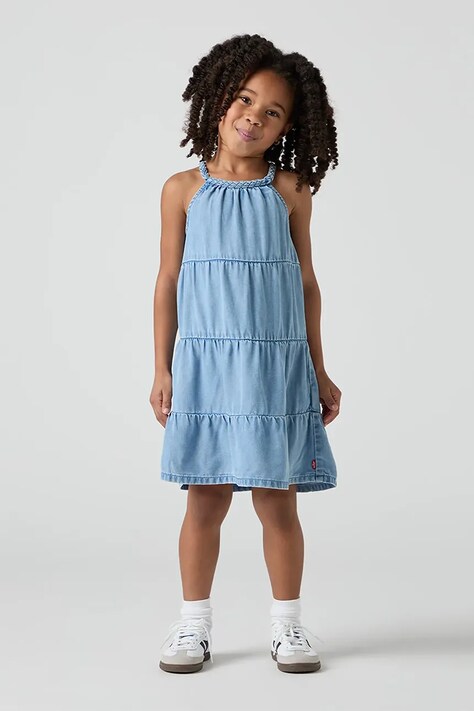 Φόρεμα Levi's HALTER TIERED DRESS χρώμα: μπλε, 3EM228