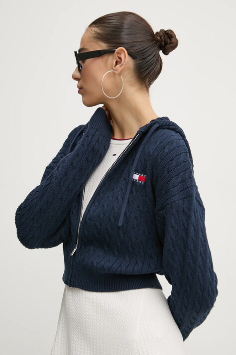 Βαμβακερό πουλόβερ Tommy Jeans χρώμα: ναυτικό μπλε, DW0DW19334