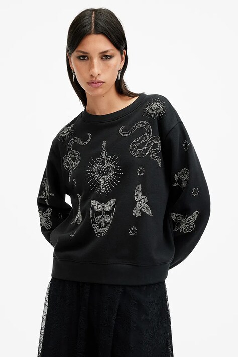 Μπλούζα AllSaints PIPPA HEX χρώμα: μαύρο, W140JB