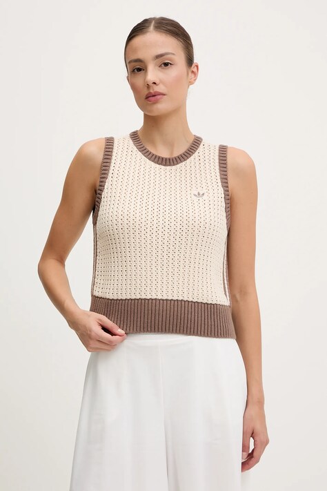 Γιλέκο adidas Originals KNITTED VEST χρώμα: μπεζ, JD0904