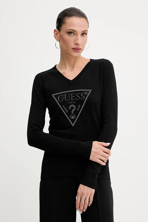 Πουλόβερ Guess MIRIAM χρώμα: μαύρο, W5GR19 Z2NQ2