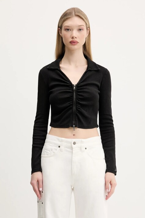 Πλεκτή ζακέτα Guess Originals χρώμα: μαύρο, W5GP53 KA0H1