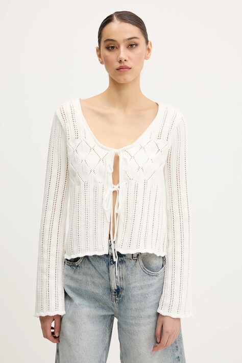 Πλεκτή ζακέτα Hollister Co. χρώμα: μπεζ, KI350-5239