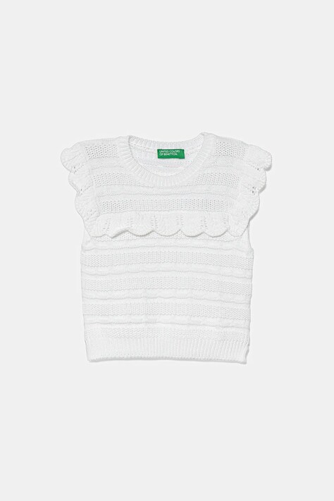 Παιδικό βαμβακερό γιλέκο United Colors of Benetton χρώμα: άσπρο, 1077G100V