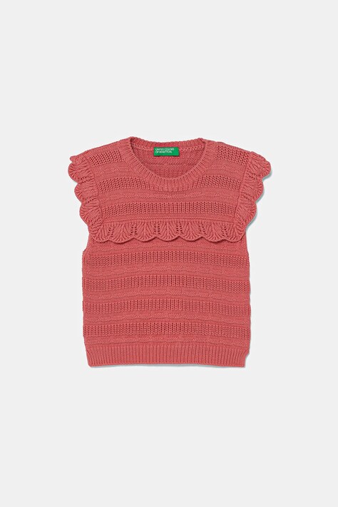 Παιδικό βαμβακερό γιλέκο United Colors of Benetton χρώμα: ροζ, 1077G100V