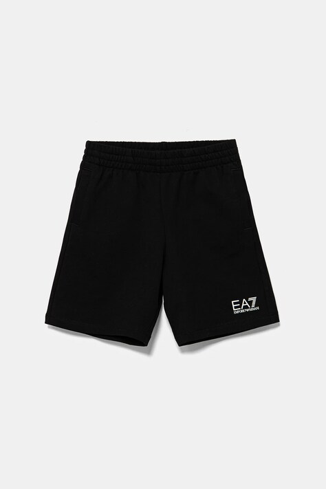 Παιδικό βαμβακερό σορτς EA7 Emporio Armani χρώμα: μαύρο, 7B000026 AF10380