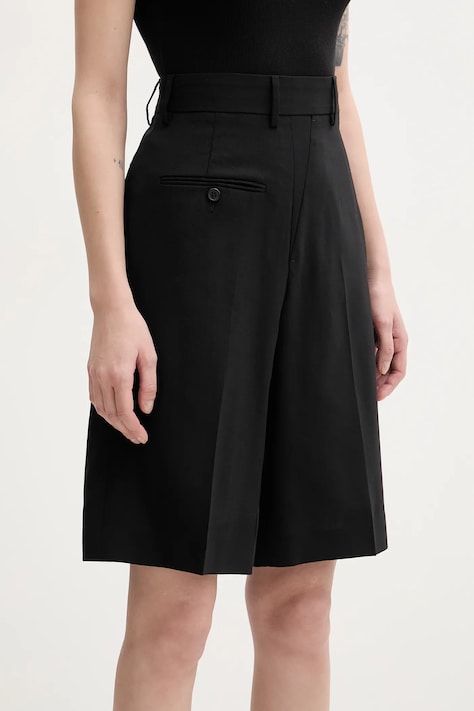 Μάλλινο σορτς MM6 Maison Margiela χρώμα: μαύρο, S52MU0125