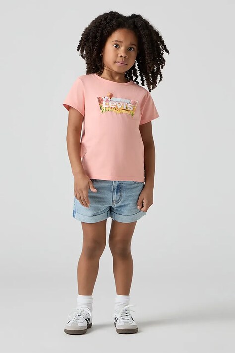 Παιδικό σορτς τζιν Levi's MINI MOM SHORT W EMBROIDER χρώμα: μπλε, 3EM218