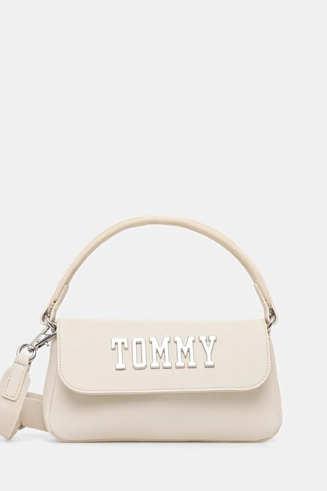 Τσάντα Tommy Jeans χρώμα: μπεζ, AW0AW17391