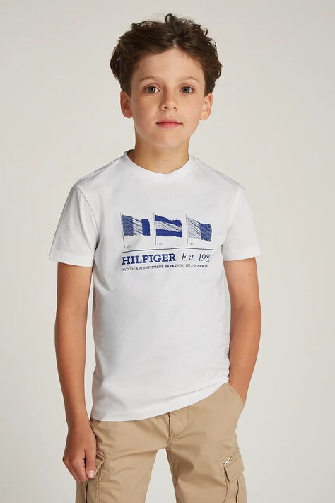 Παιδικό βαμβακερό T-shirt Tommy Hilfiger χρώμα λευκό με σχέδιο KB0KB09350