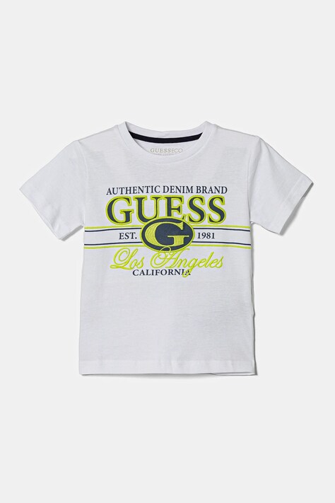 Παιδικό βαμβακερό μπλουζάκι Guess χρώμα: άσπρο, N5RI23 K8HM4