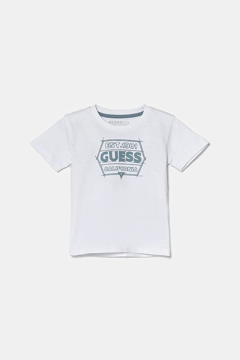 Παιδικό βαμβακερό μπλουζάκι Guess χρώμα: άσπρο, N5RI25 K8HM4