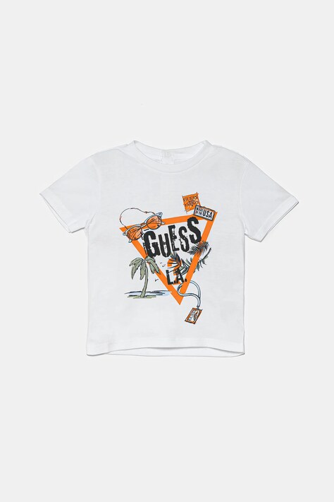 Μωρό βαμβακερό μπλουζάκι Guess χρώμα: άσπρο, I5GI00 K8HM4