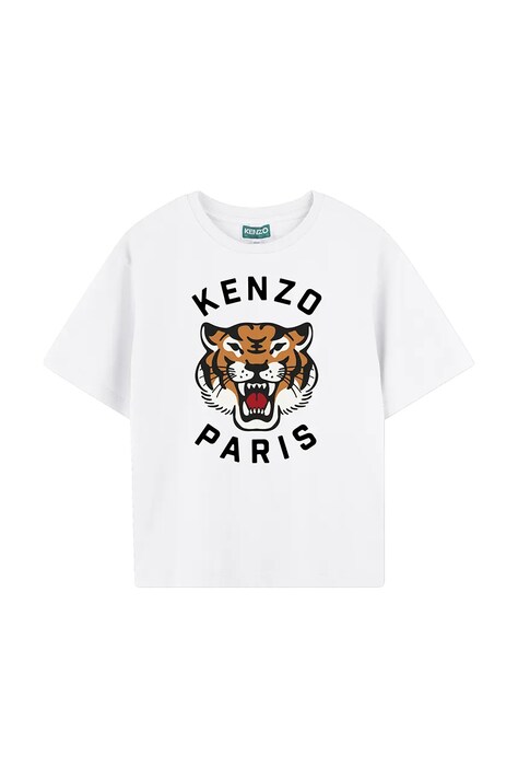 Παιδικό βαμβακερό μπλουζάκι Kenzo Kids χρώμα: άσπρο, K61137