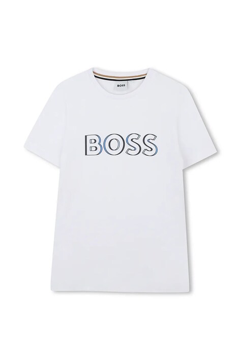 Παιδικό βαμβακερό μπλουζάκι BOSS χρώμα: άσπρο, J52034