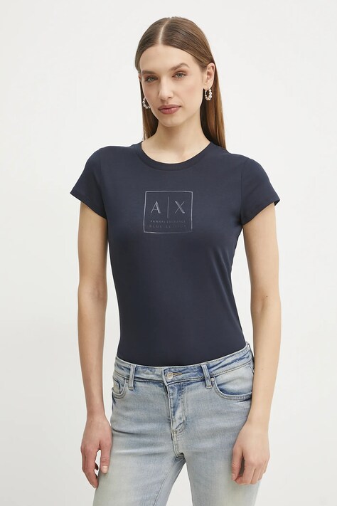 Βαμβακερό μπλουζάκι Armani Exchange γυναικείο, χρώμα: ναυτικό μπλε, XW000530 AF10359