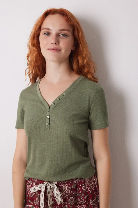 Μπλουζάκι πιτζάμας women'secret MIX AND MATCH LOVE ACTUALLY χρώμα: πράσινο, 3278432