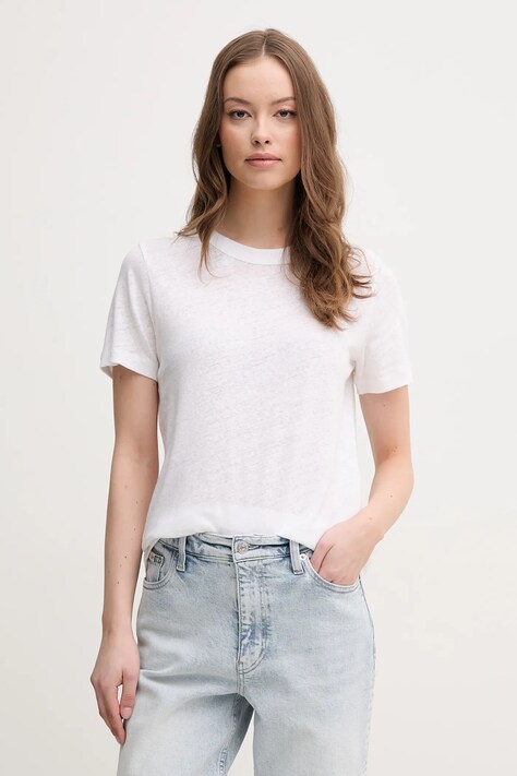 Λευκό μπλουζάκι Calvin Klein γυναικείο, χρώμα: άσπρο, K20K208248