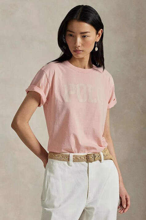 Βαμβακερό μπλουζάκι Polo Ralph Lauren χρώμα: πορτοκαλί, 211965096