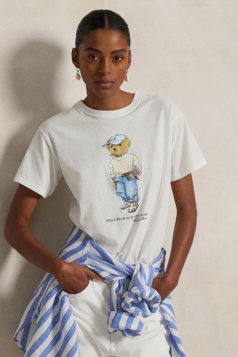 Βαμβακερό μπλουζάκι Polo Ralph Lauren χρώμα: άσπρο, 211965107