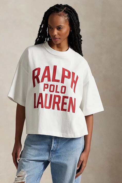 Βαμβακερό μπλουζάκι Polo Ralph Lauren χρώμα: άσπρο, 211965118