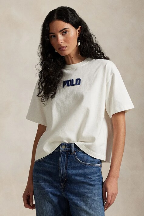 Βαμβακερό μπλουζάκι Polo Ralph Lauren χρώμα: άσπρο, 211965119