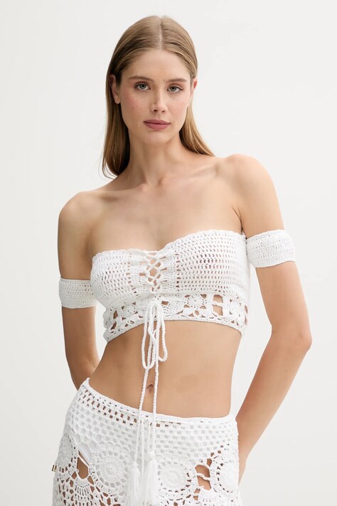 Top παραλίας Guess χρώμα: μπεζ, E5GH00 Z3N30