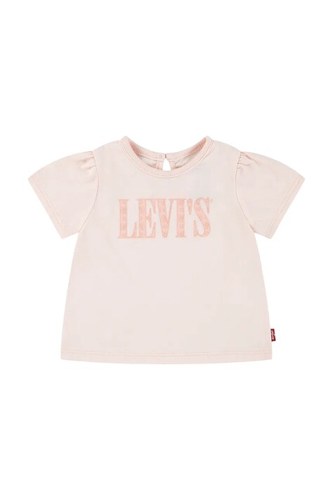 Μπλουζάκι μωρού Levi's SS SMOCKED SLV TEE χρώμα: ροζ, 1EM183