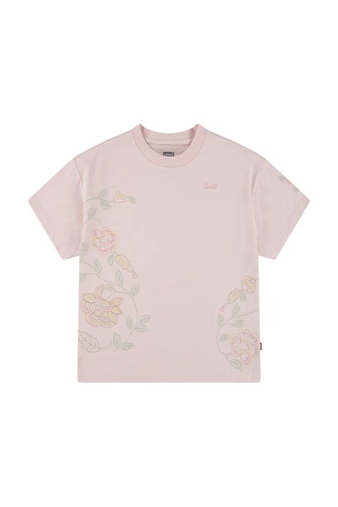 Παιδικό μπλουζάκι Levi's OVERSIZE EMBROIDERY FLORAL χρώμα: ροζ, 3EM398